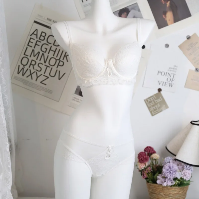 Delicate Lace Thin Cup Minimizer Bra Set, No Show Anti Sagging, Plus Size DE Cup, Large Bust Soft Breathable Daily