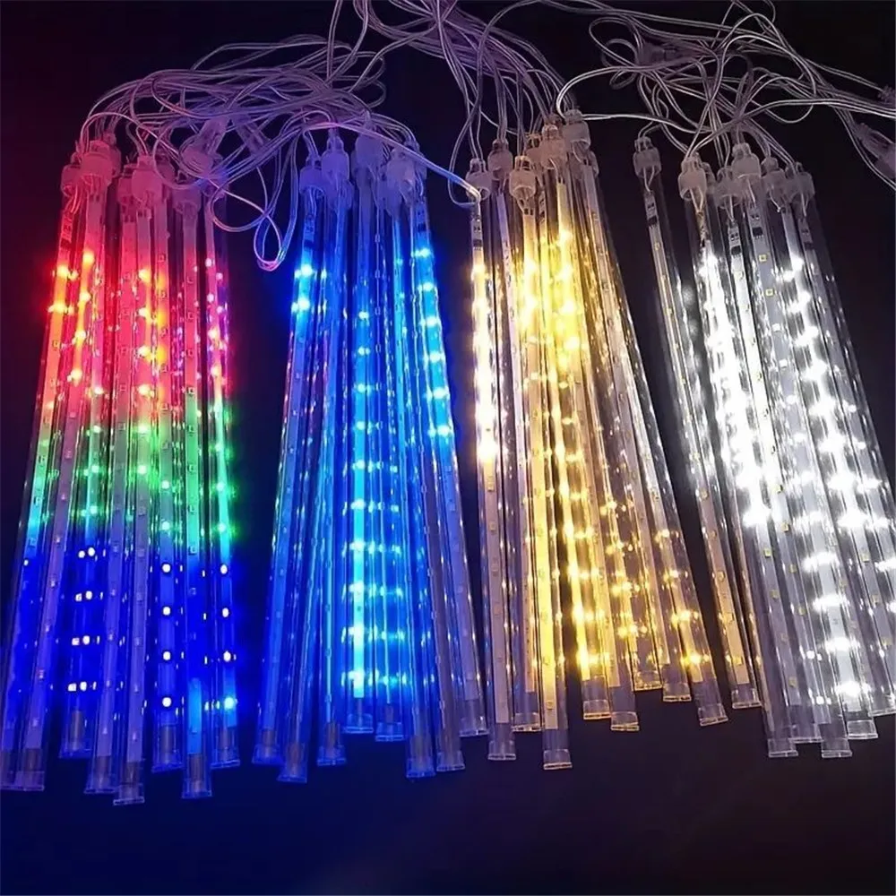 Imagem -06 - Led Meteor Shower Light String Iluminação Pública Natal Casamento Eua Plugue ue Jardim Guirlanda Fada Tubos 30 cm 50cm