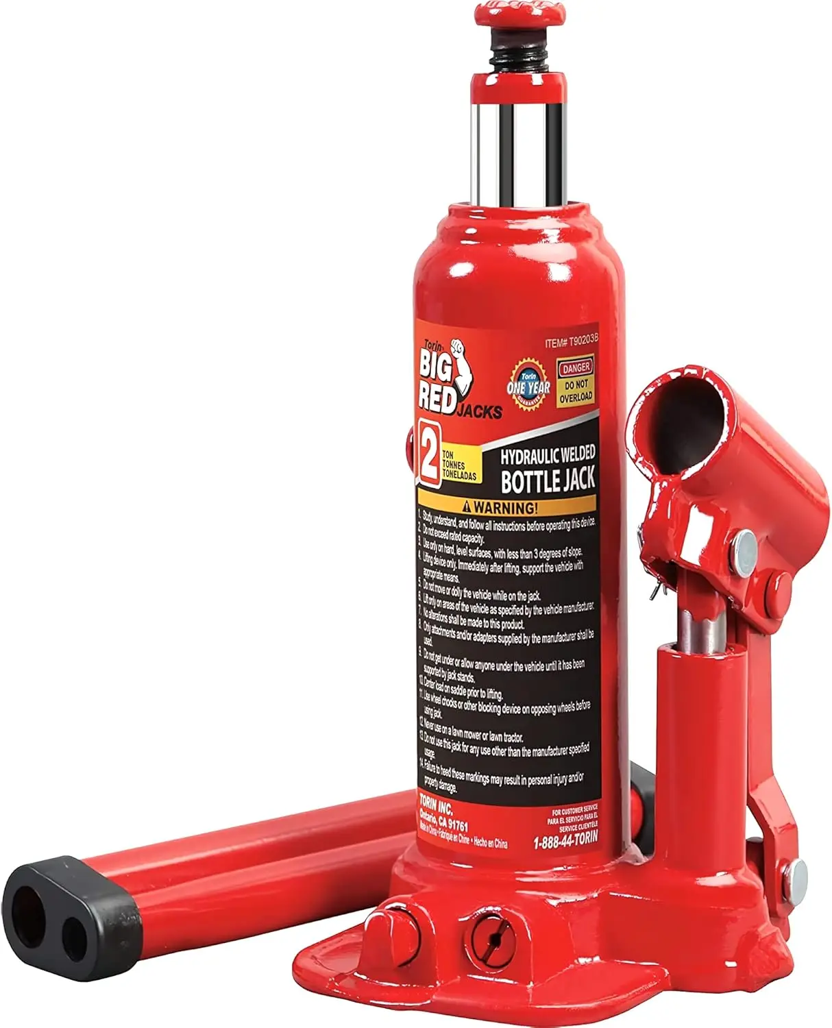 

2 Ton Hydraulic Bottle Jack with Welded Construction, 4000 lb Capacity, Red Finish, Durable Steel Design for Heavy Duty