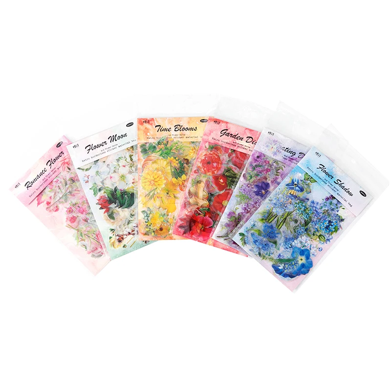 30 pcs Flowers Stickers pack Adhesive Diy Decorative Sticker for Scrapbooking Diary Album junk journal supplies Collage material