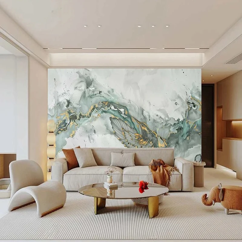 

Custom Wallpaper Modern New Chinese Style Abstract Ink Oil Painting Marble Pattern TV Sofa Background Wall Mural Home Decor