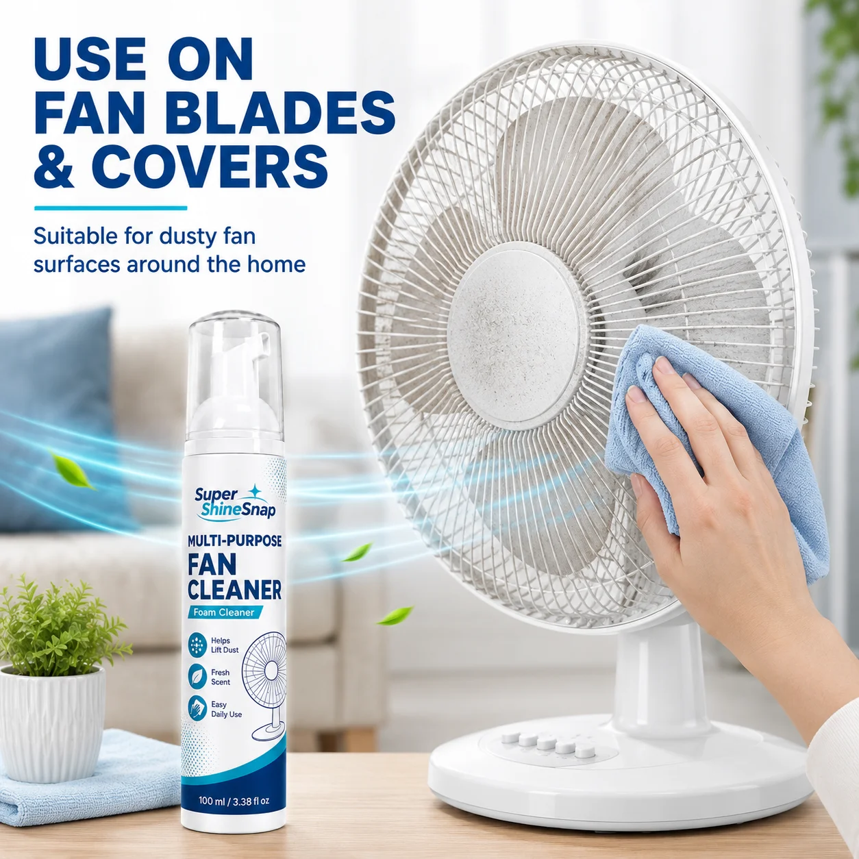 Multi-Purpose Fan Cleaner Foam, Household Fan Blade Cleaner for Desk Fans, Standing Fans, Tower Fans and Fan Covers, Helps Lift Dust and Surface Dirt