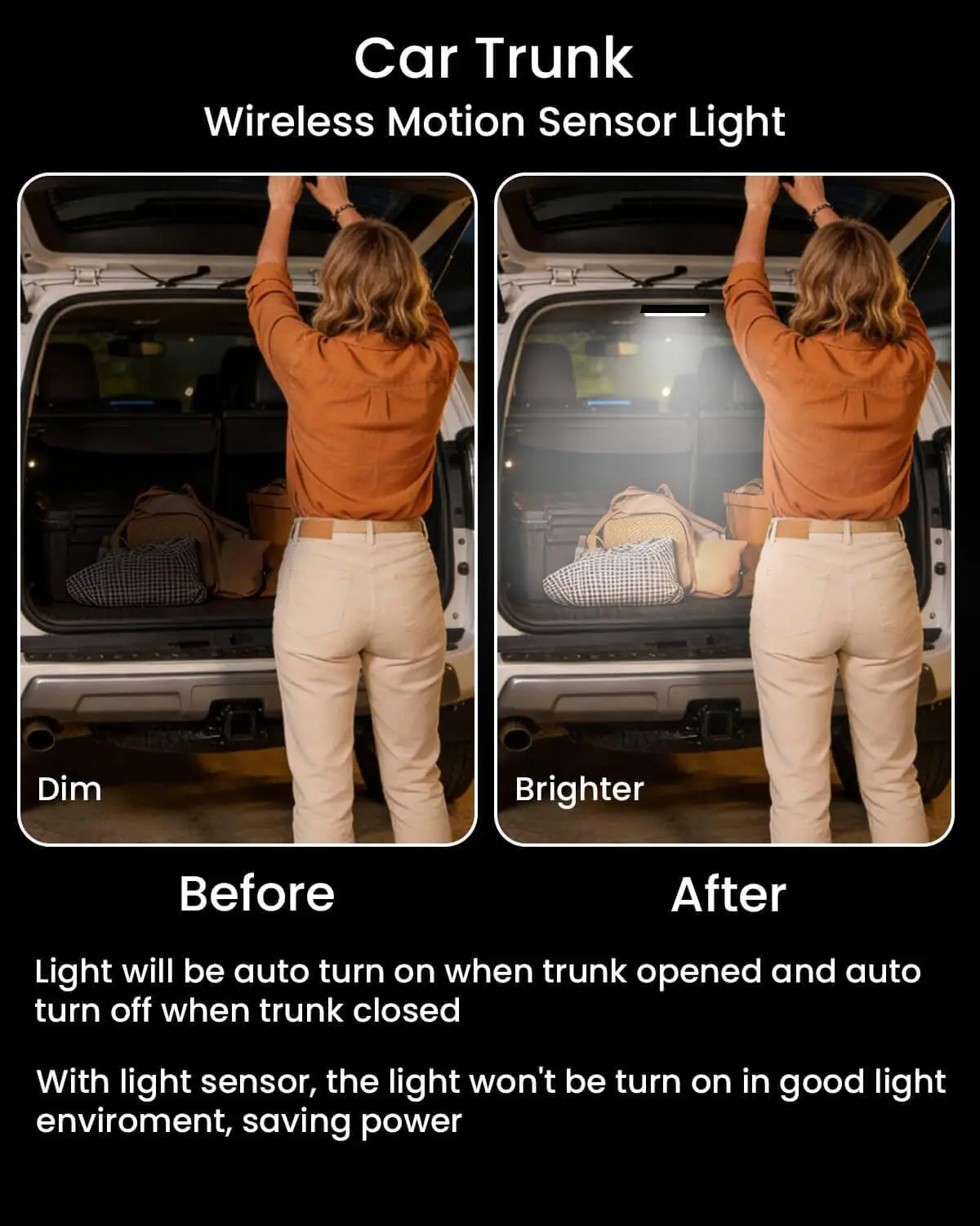 Motion Sensor Car Truck Interior Lights Wireless 1500mAh Rechargeable 2 Modes Truck Roof Ceiling Light for Pickup Camper RV Van