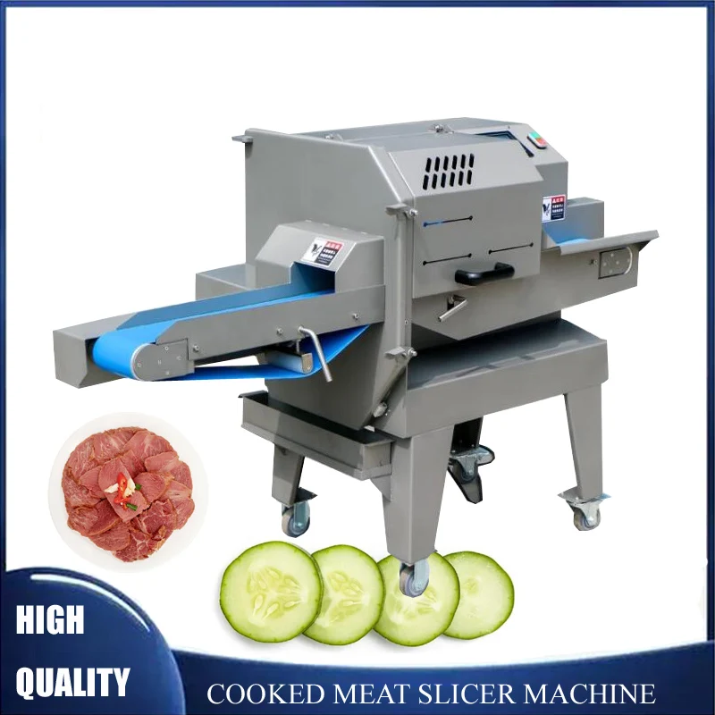 Automatic 500-600KG/H Sliced Pork Beef Cutting Processing Machinery Block Steak Meats Slicer Cooked Meat Slicing Machine