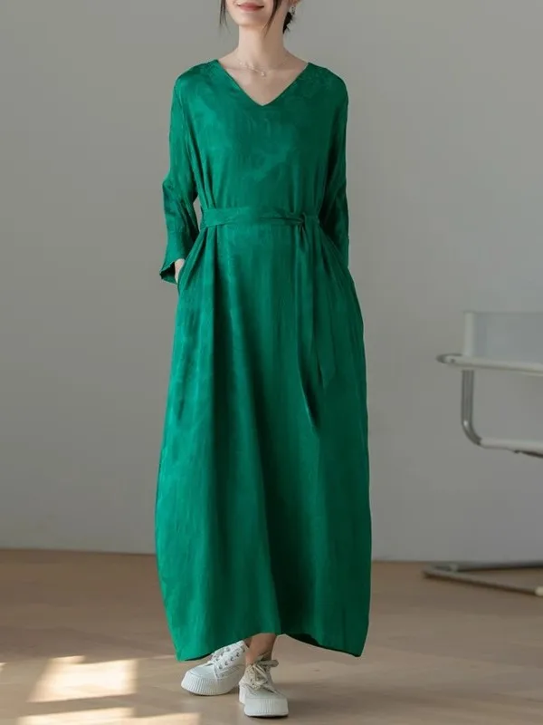 

Ele Китайский халат с вышивкой Dr, женская юбка для похудения больших размеров, длинная све V-Ne, трапециевидной формы Dr