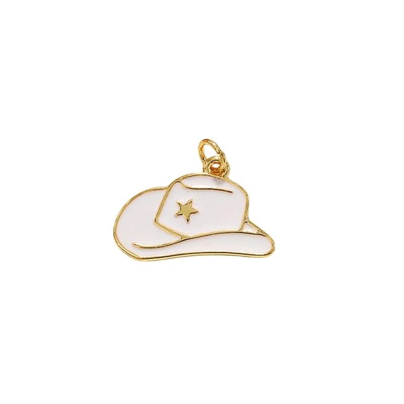 4 Pcs Colorful Enamel Cowboy Hat Boots Pendant for Diy Earring Necklace Charm Making Copper Plated Jewelry Accessories Wholesale