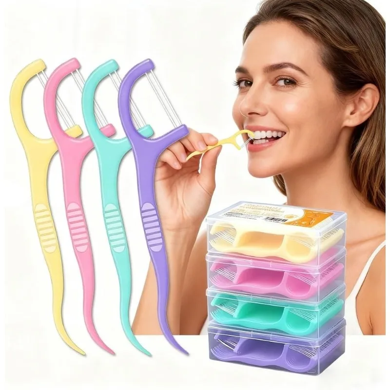 30 Unidades de Fio Dental Portátil com Sabor de Frutas, Palitos Descartáveis para Limpeza Bucal e Ferramentas de Cuidado Dental