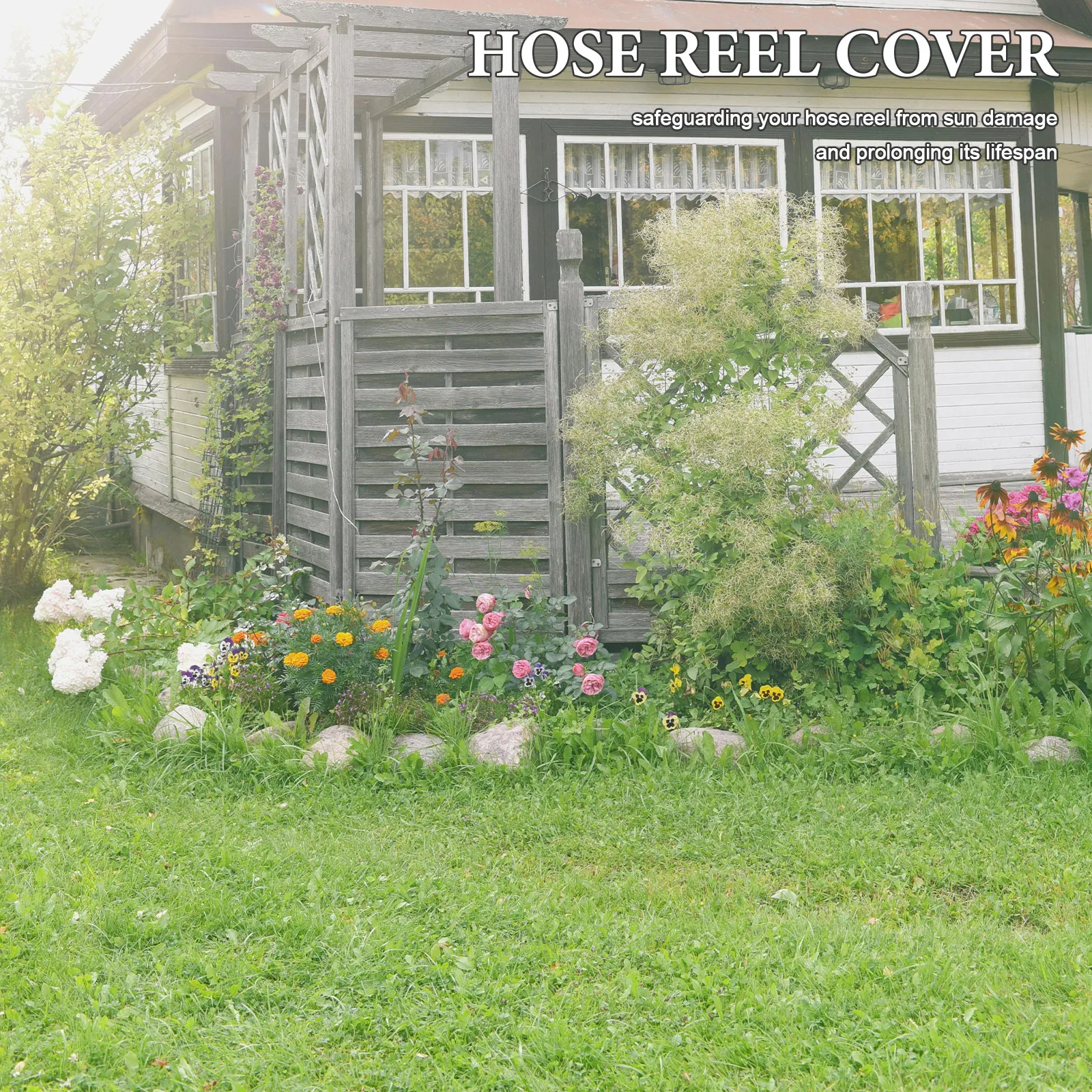 

Hose Reel Cover Waterproof Windproof Uv Resistant Oxford Cloth for Wall Mounted Retractable Garden Hose Reel 66x63x88cm Outdoor