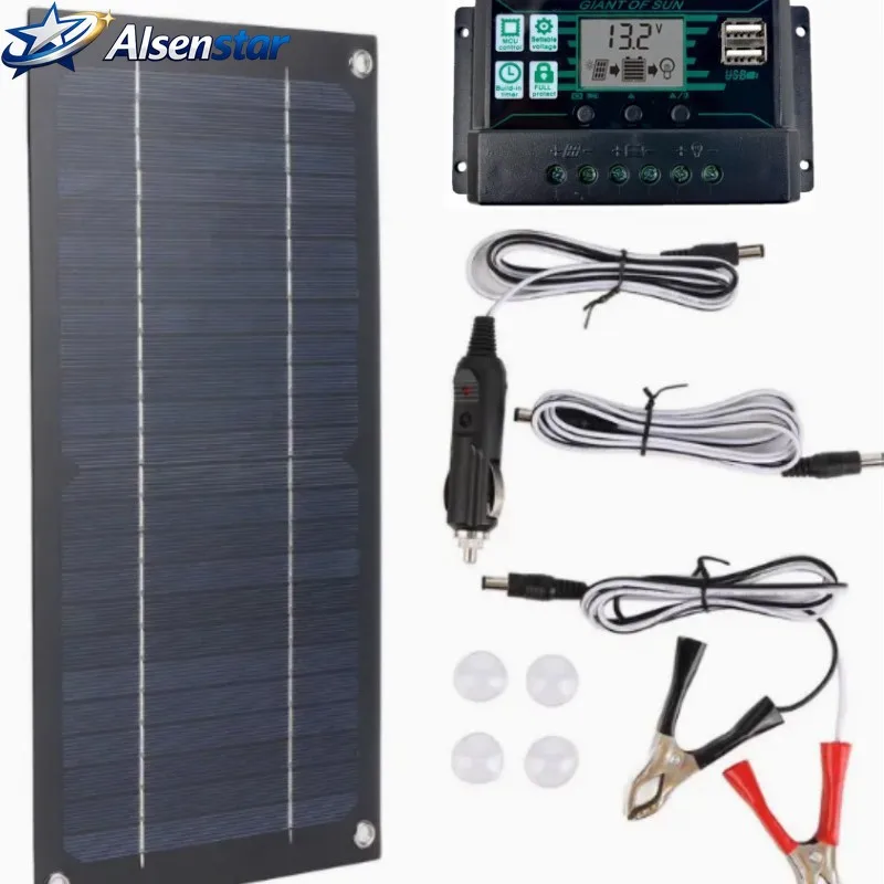 Monocrystalline Solar Panel Kit 6W 60W 600W With 10A Charge Controller Waterproof Portable RV Car Caravan Camping Off Grid