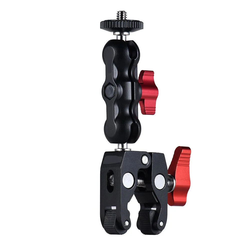 Multi-function Ball Head Clamp Ball Mount Clamp Magic Arm Super Clamp with 1/4-20 Thread for GPS Phone LCD/DV Monitor LED Video