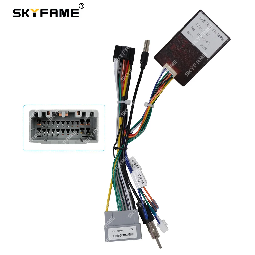 

SKYFAME Car 16pin Wiring Harness Adapter Canbus Box Decoder Android Power Cable For Jeep Commander Chrysler 300C Pacifica