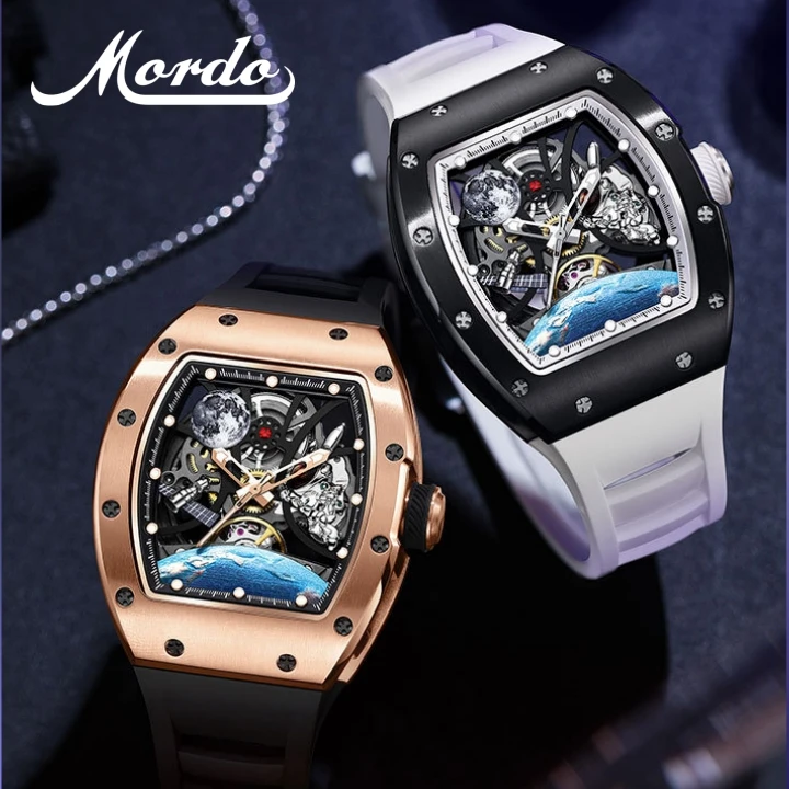 2025 High Quality Men's Automatic Watch with Stylish Sports Silicone Strap  Waterproof Mechanical Watches for Active Lifestyles
