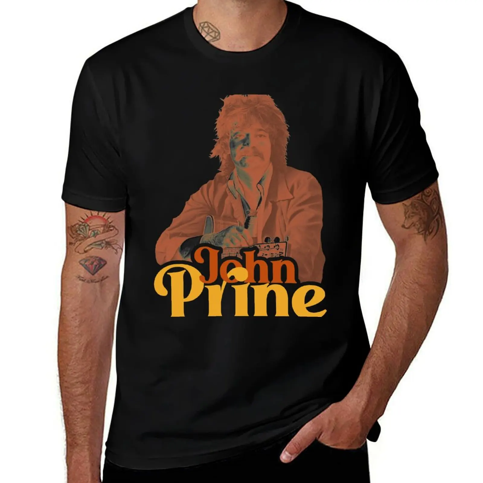 John Prine Retro Tribute Design T-Shirt Long Lasting Casual T-Shirt
