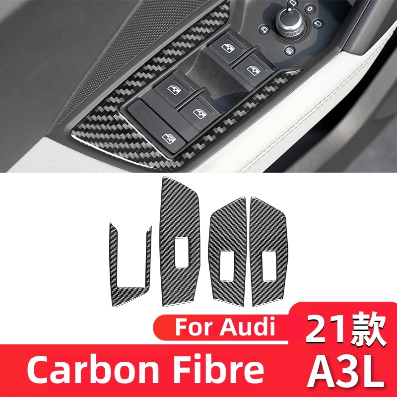 

For Audi A3L 2021-2023 Car Styling Accessories Carbon Fiber Windows Control Panel Decorative Frame Sticker Cover Modification