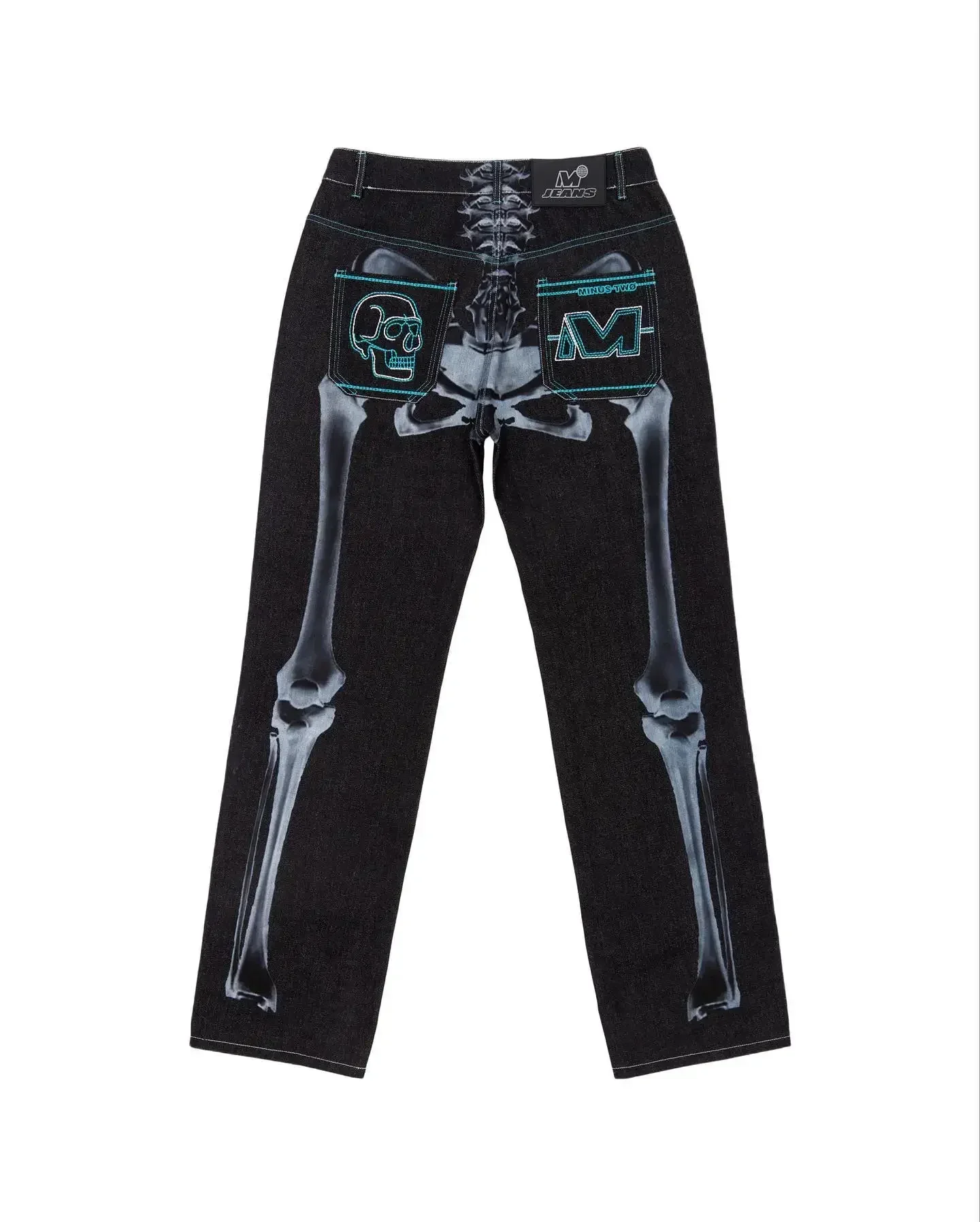 Pantalones vaqueros holgados con estampado gráfico de calavera para hombre, ropa de calle estilo Harajuku, Hip Hop, Punk, Rock, gótico, de cintura alta, color negro, Y2K