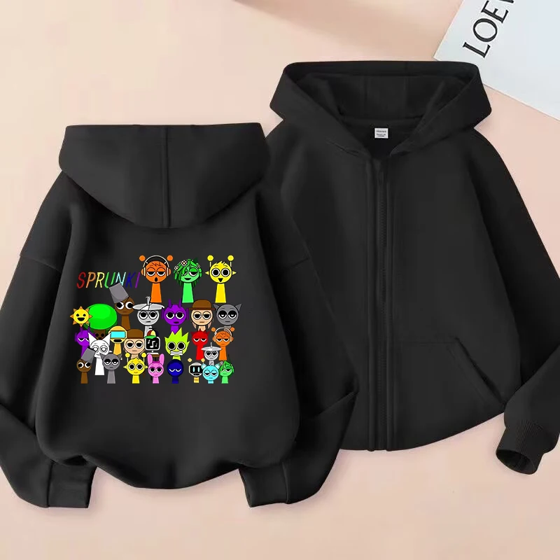 Zipper Sprunki Hoodie Fashion Kids Incredibox Hoodies Zip Up Warm Sweatshirts Children\'s Winter Soft Clothing Cartoon Hoodie