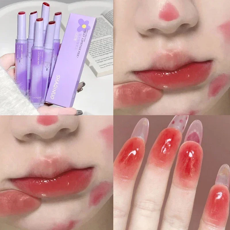 Lápiz labial resistente al agua, brillo de labios de agua de espejo de gelatina, hidratante de larga duración, tinte de labios rojo Sexy, esmalte de labios, Cosméticos de maquillaje coreano