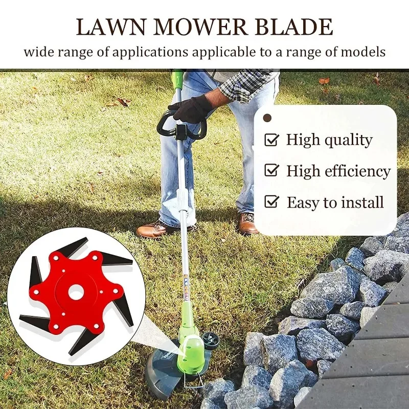 Premium Manganese Steel Cutter Blade 6 Teeth Grass Durable Trimmer Head Lawn Weeding Upgraded Universal Weed Eater Blades Metal