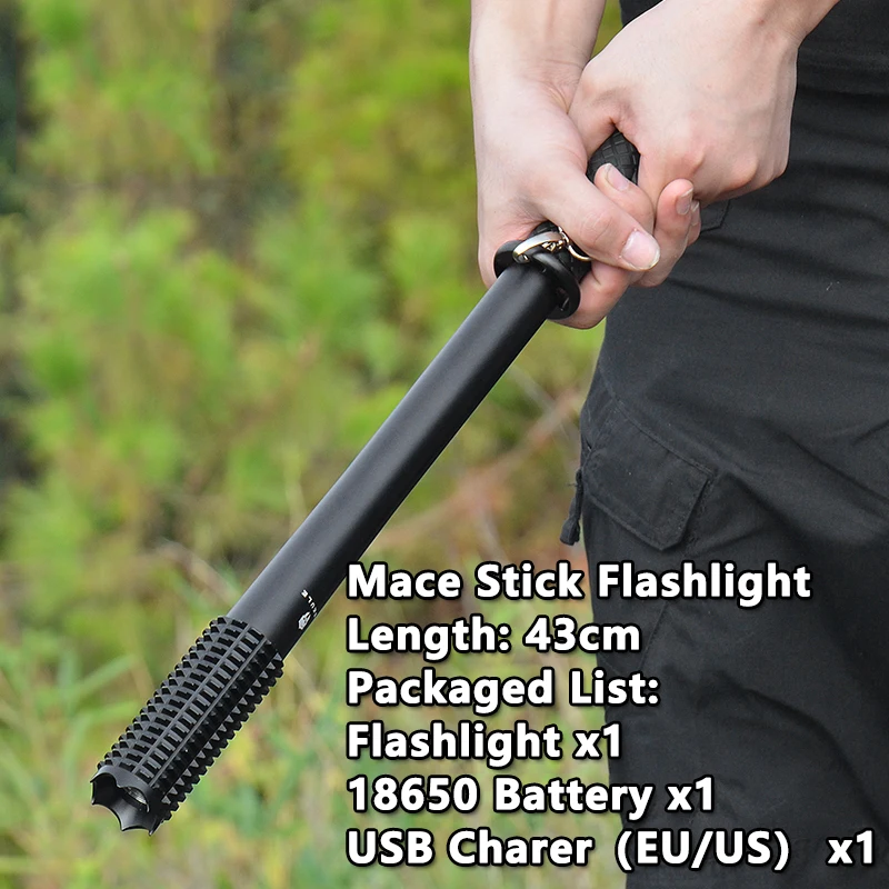 Outdoor Baseball Bat LED Flashlight Waterproof Super Bright Baton Aluminium Alloy Torch EDC Emergency Self Defense Tools