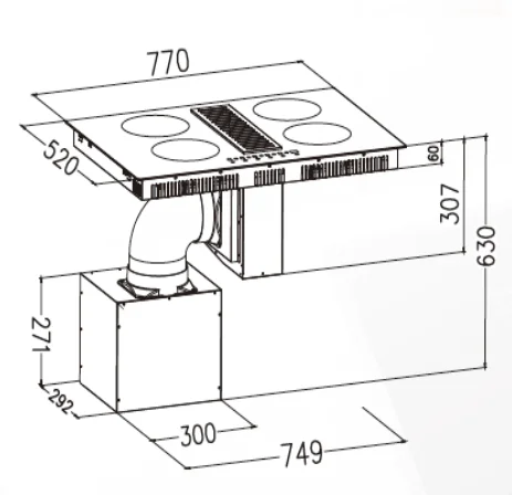 Downair Combined Built In Induction Hob and Range Hood