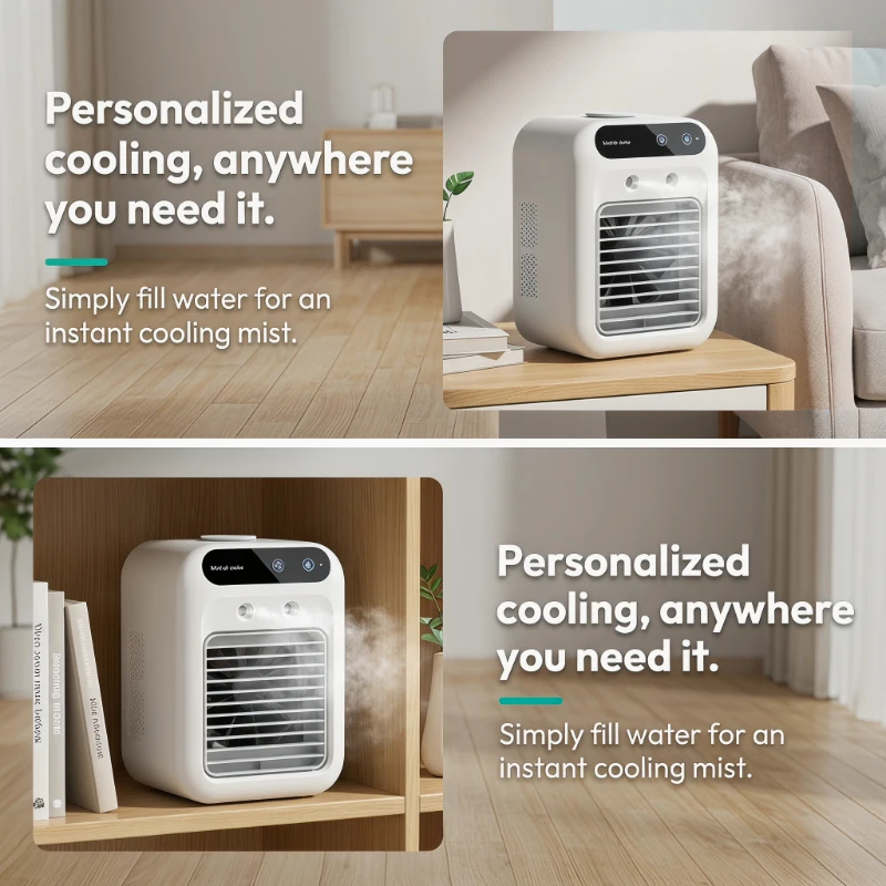 Personal Portable Air Conditioner Fan 3 in 1 Small Air Cooler Humidifier Cooling Fan for Home Office Desk view 3