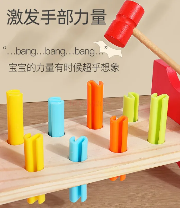 Plataforma de batida arco-íris, pilhas, moles à terra, martelos pequenos, brinquedos de jogo de educação infantil para bebês e crianças