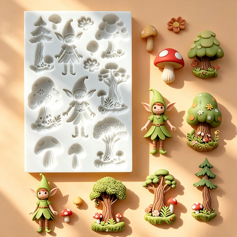 Mushroom Fairy Forest Castle Silicone Sugarcraft Mold Cupcake Baking Mould Fondant Cake Decorating Tools - view 4