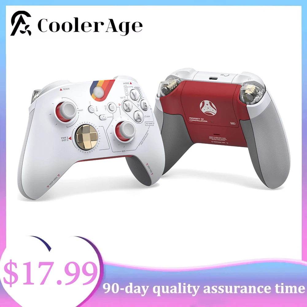 CoolerAge for Xbox Series S X Controller Star Housing Shell Case Faceplate Cover Side Rails Back Panel RB LB RT LT Dpad Buttons