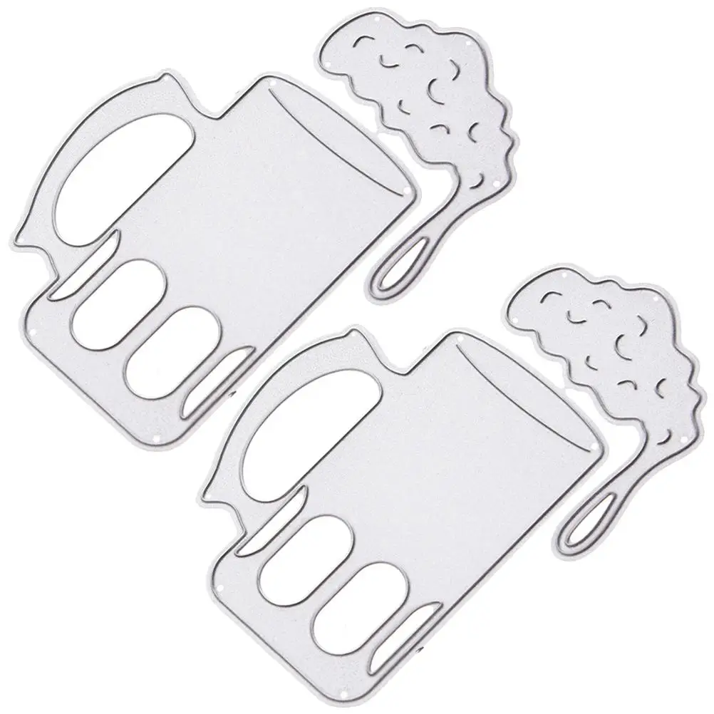 

2 Pcs Silver Carbon Steel Cutting Dies Beer Cup Shaped Embossing Mold Scrapbook Album Photo Frame Cards Diy Cutting Dies
