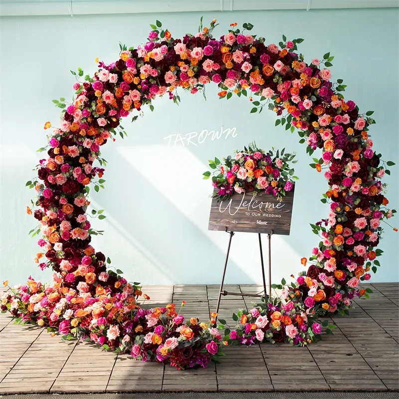 

Wedding Arch Party Backdrop Iron Arch Flower Stand Props Double Round Ring Arch Frame Home Flower Arch Door Decoration