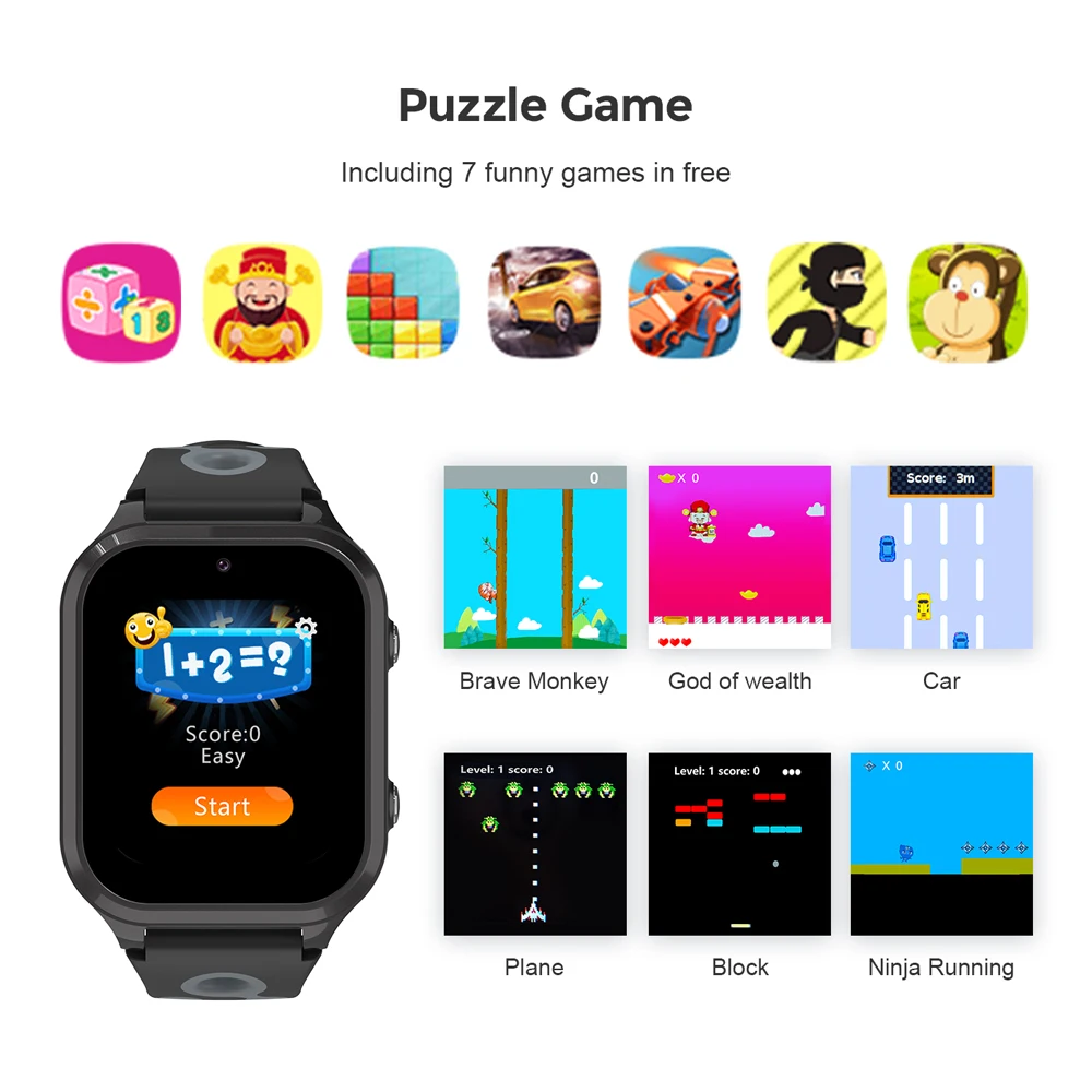 4G Kid Phone Watch GPS/LBS/WIFI Location Video Call Game SOS HD Touch Screen IP67 Waterproof Children Clock Toy Christmas Gifts