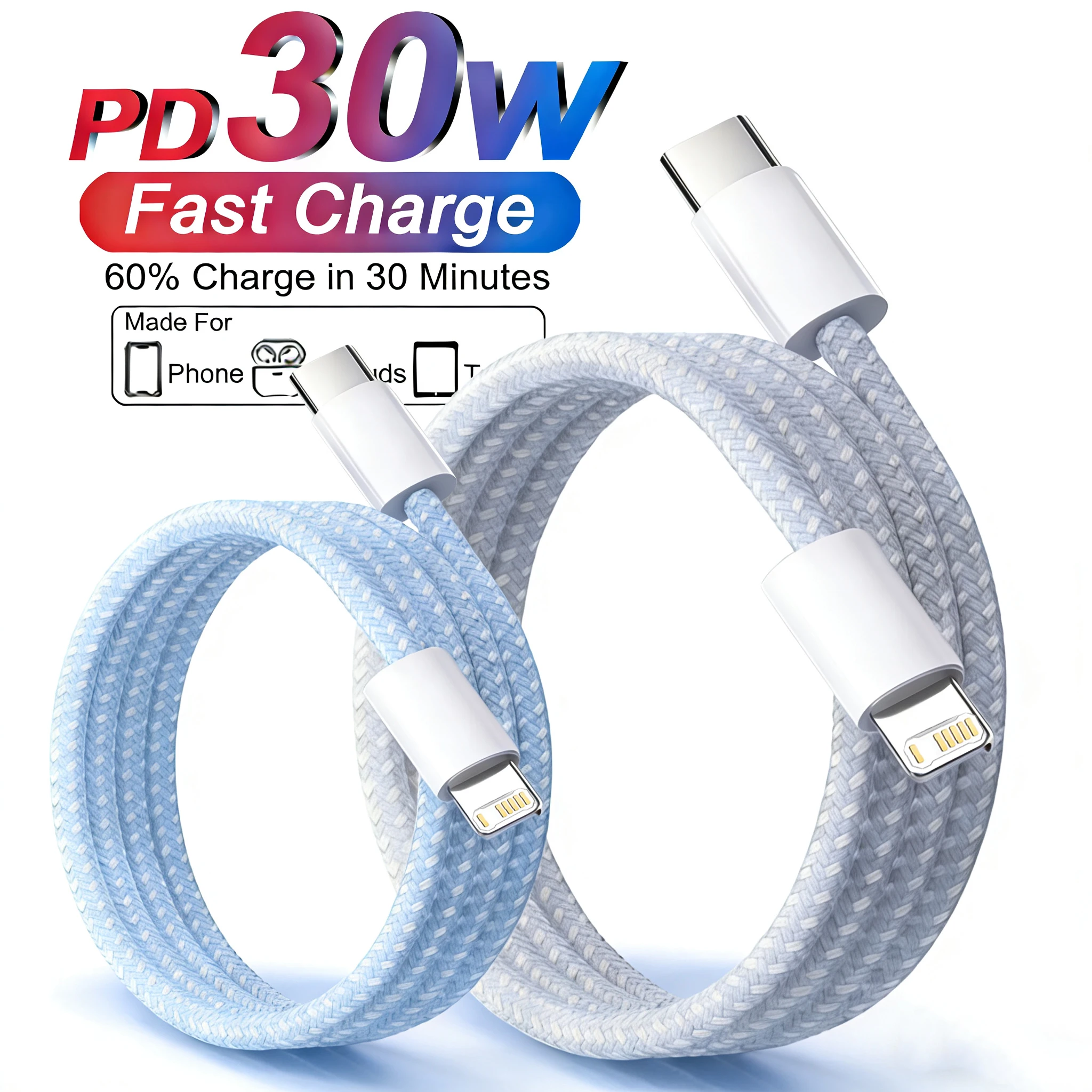 PD 30W USB-Kabel für iPhone 14 13 12 11 Pro Max 7 8 14 Plus XS XR Schnelles Laden USB-C-Kabel Ladegerät Datenkabel Zubehör