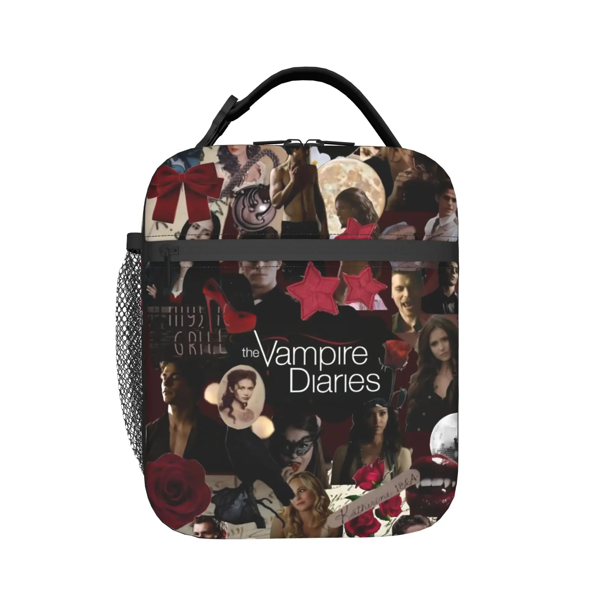 The Vampire Diaries Resuable Movie Lunch Bag For Child  Print Outdoor Picnic Lunch Box Retro Portable Zipper Oxford Cooler Bag