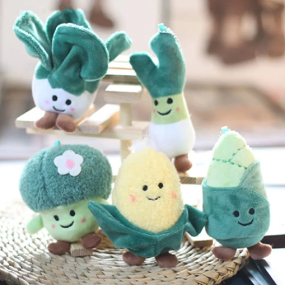 Porte-Clés en Peluche avec Plante de Dessin Animé, Pendentif de Sac Mignon, Accessoires de Cartable, Jouets en Forme d'Échalote, Cadeaux Amusants de Légumes