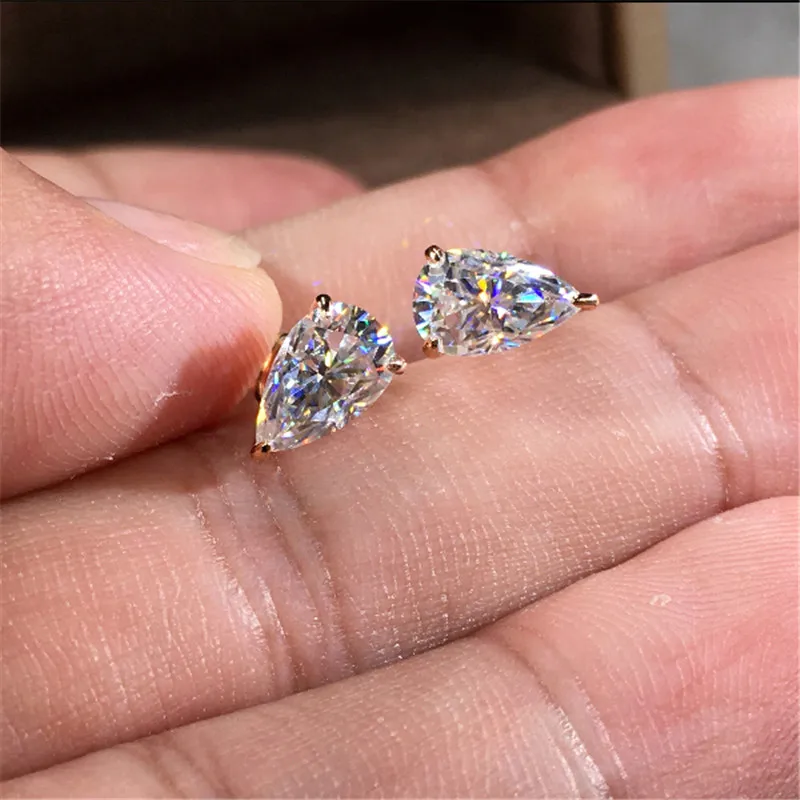 Niedliche weibliche weiße Zirkon Stein Ohr stecker Vintage Gold Silber Farbe Hochzeits schmuck für Frauen – Detail 5