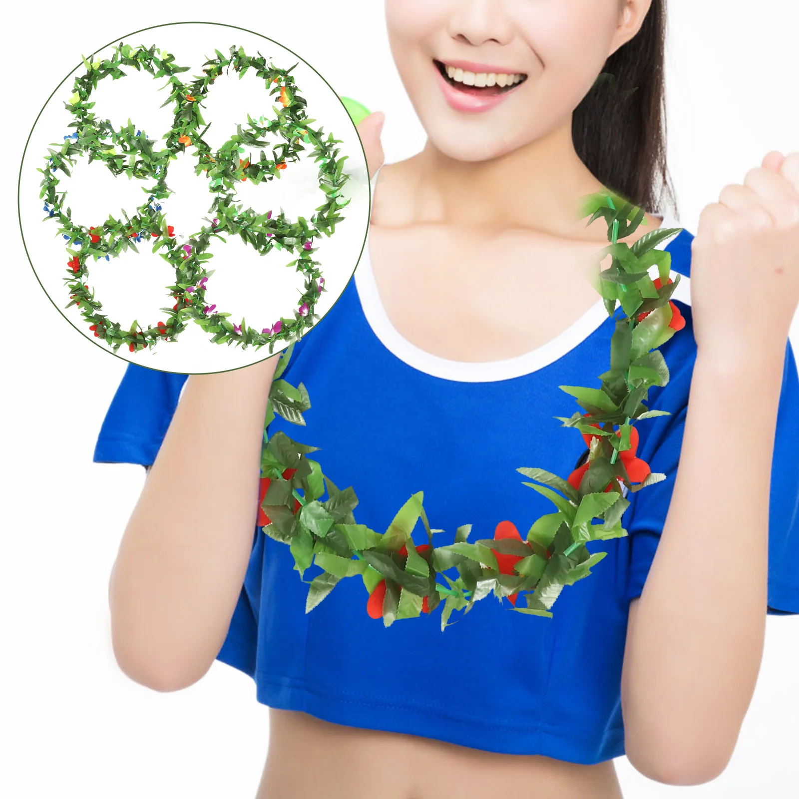 

6Pcs Hawaiian Garland Colorful Artificial Flower Leis Lightweight for Luau Party Beach Wedding Festival Tropical Party Decor