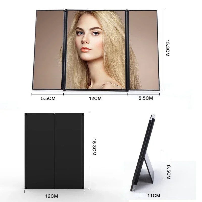 Lusterko kosmetyczne LED Lightless Style Tri-fold Mirror Wysokiej jakości lusterko podróżne Przenośne