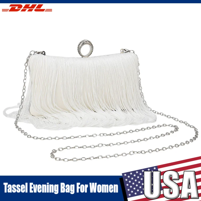 

Evening Bag for Women Long Tassel Design Clutch Purses Handbag Party Crossbody Shoulder Bags For Wedding Cocktail Prom
