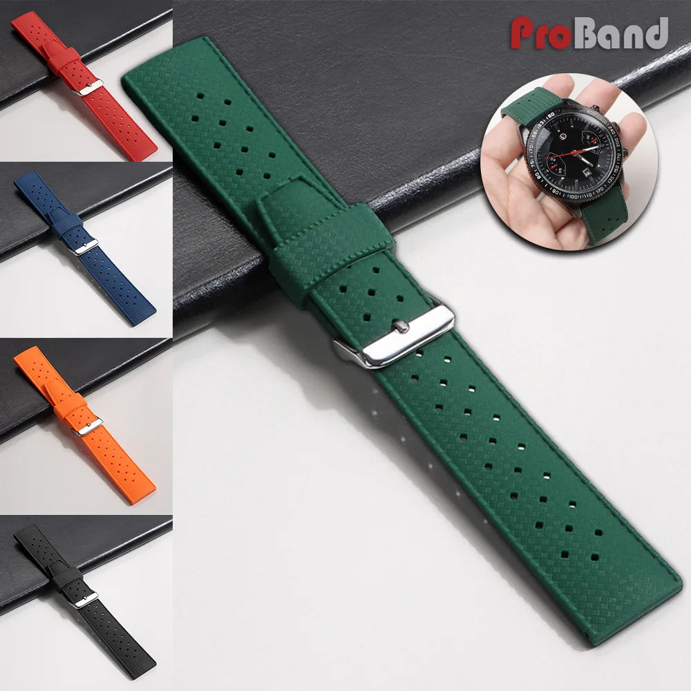 

Breathable Tropical Silicone Straps 20mm 22mm Rubber Watch Band Green Blue Orange Smartwatch Bracelet Universal Replacement Belt