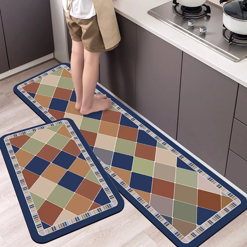 Rutschfeste Küchenmatte aus Kristallsamt, super saugfähige Fußmatten für die Küche, lange Teppiche, Badezimmer-Eingangstürmatte, Schlafzimmer, lange Teppiche – Detail 19