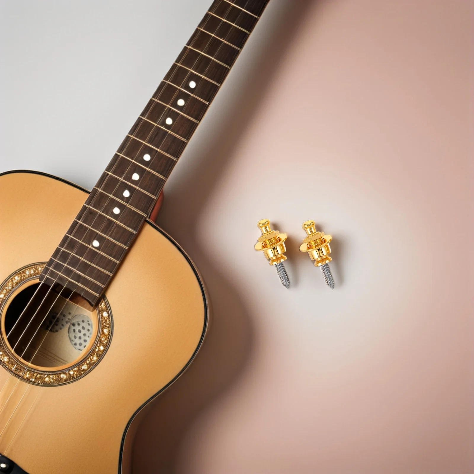 

4Pcs Electric Guitar Strap Buttons Gold Locking Anti-Slip Metal Strap Locks End Pins for Bass Ukulele Accessories