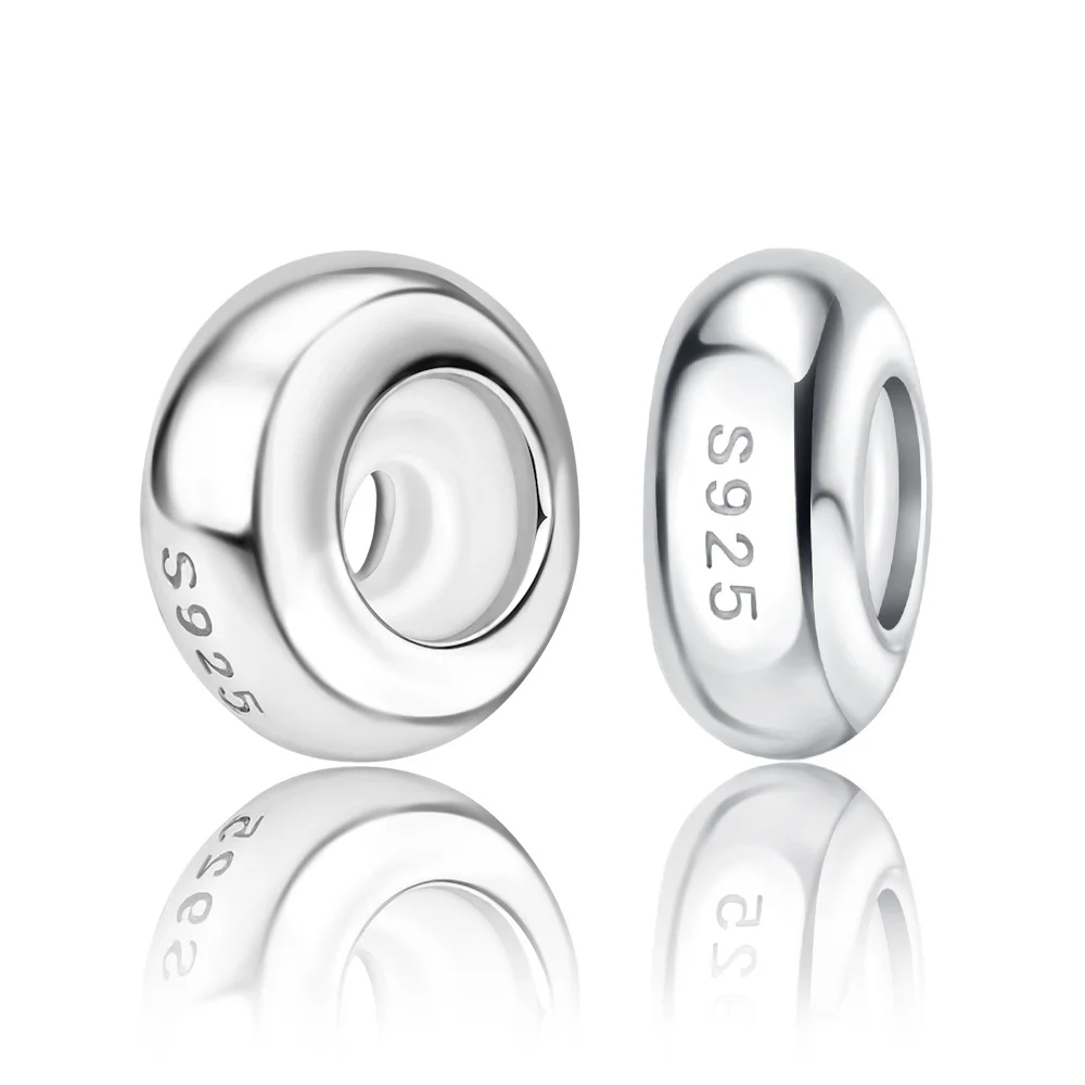 シンプルな 925 スターリングシルバースペーサークリップビーズオリジナルブレスレットカラールービックキューブチャーム DIY ブレスレットクラシックファインジュエリー