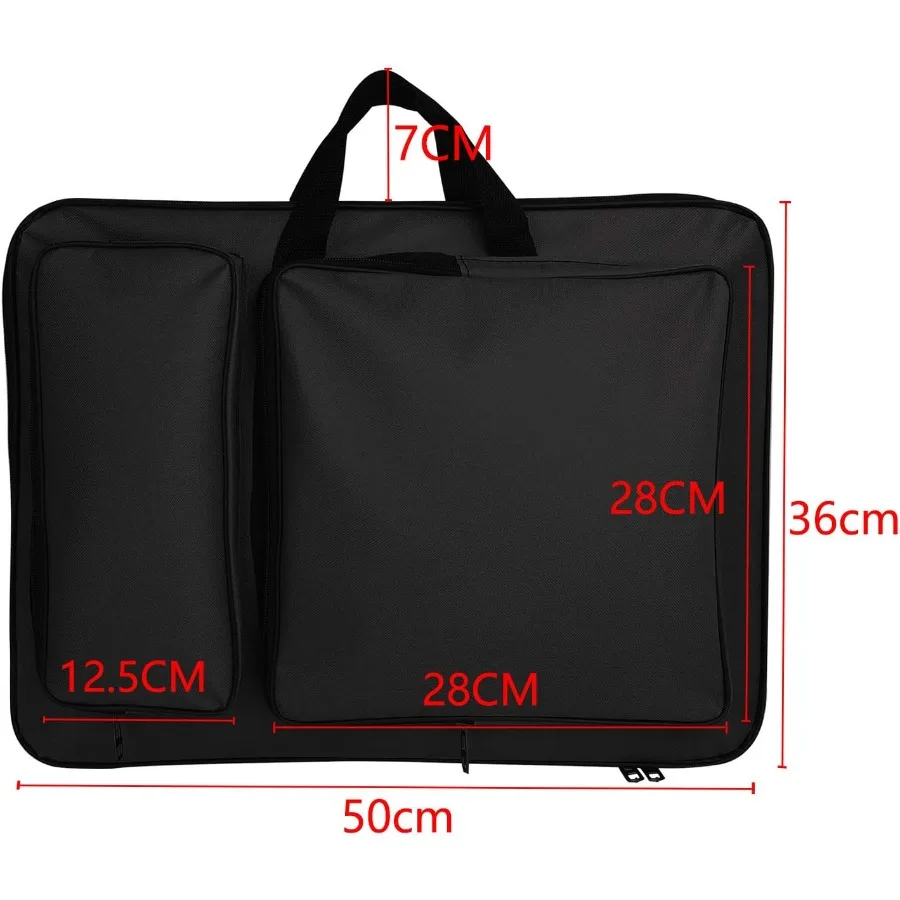 JIAHG Bolsa de transporte de portafolio de arte resistente al agua para trabajo de arte A3, bolsa portátil para tablero de dibujo con compartimentos interiores, ideal para
