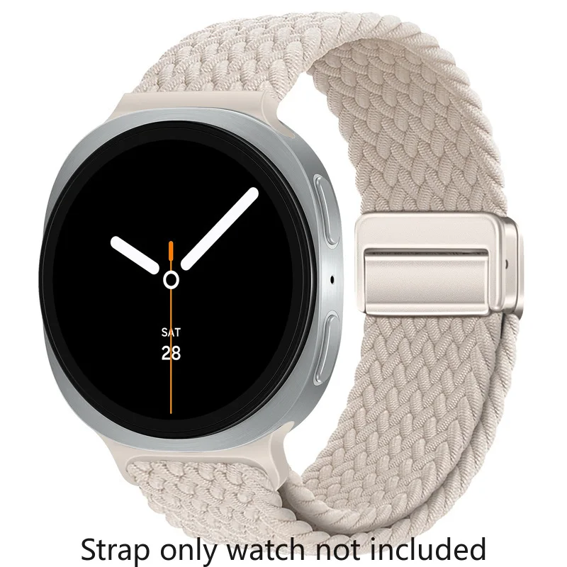 Geflochtenes Solo-Loop-Armband aus Nylon, geeignet für Samsung Galaxy Watch 8 40 mm/44 mm, Magnetband für Galaxy Watch 8 Classic Correa
