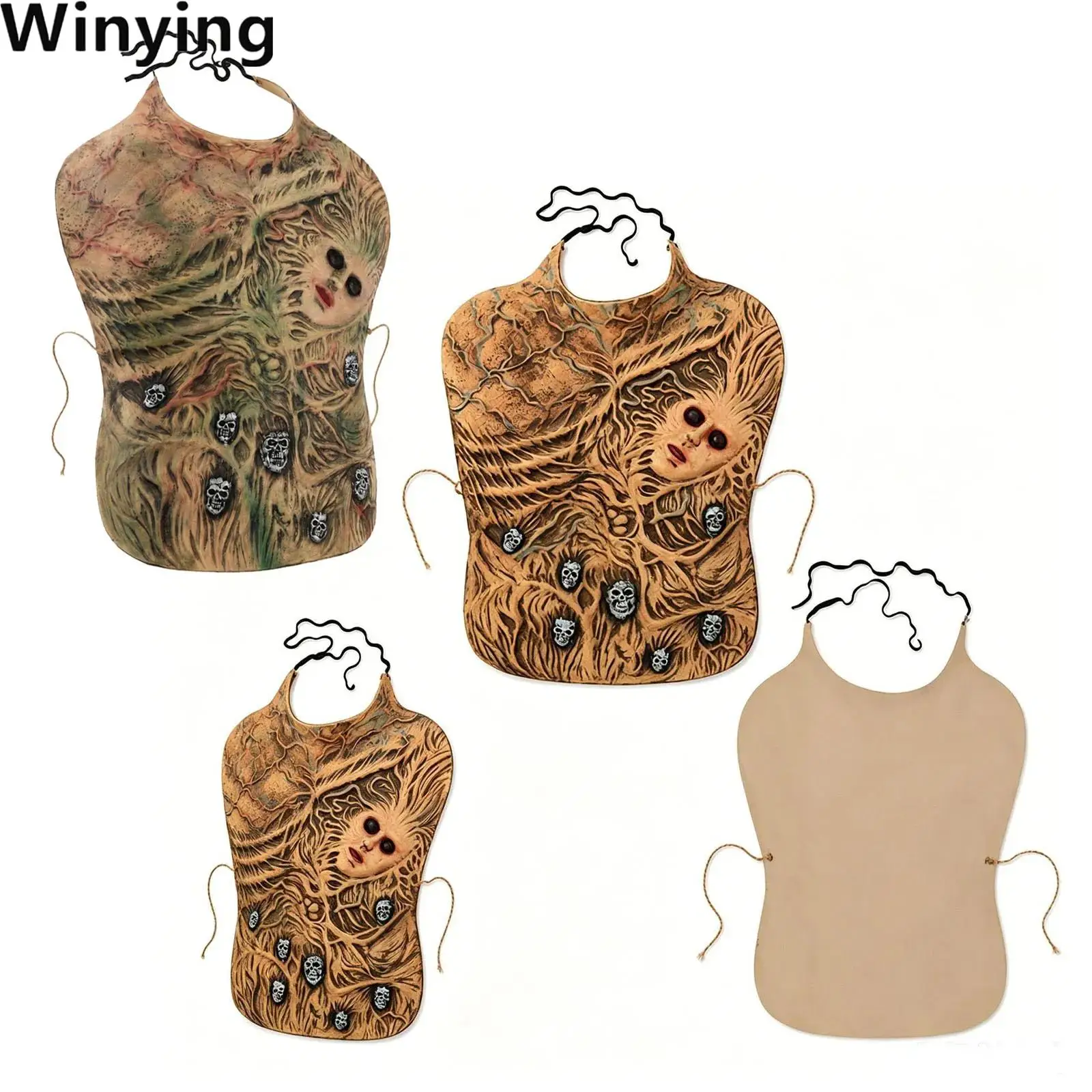 Latex Fake Skin Scar Simulation Zombie Prop Costume Accessories with Tie Straps for Halloween Party Haunted House Cosplay