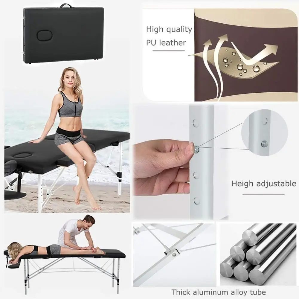 Aluminium Massage Table Portable Massage Bed 24 inch Wide Lash Bed Height Adjustable Spa Bed with Non-Woven Bag or Spa ooassage