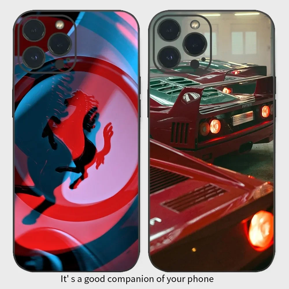 Cool Luxury Car F-Ferrari Coupe Design Phone Case  For iPhone15 14 13 12 Mini 11 Pro XS Max X XR SE5 6 7 8 Plus Soft Silicone Co