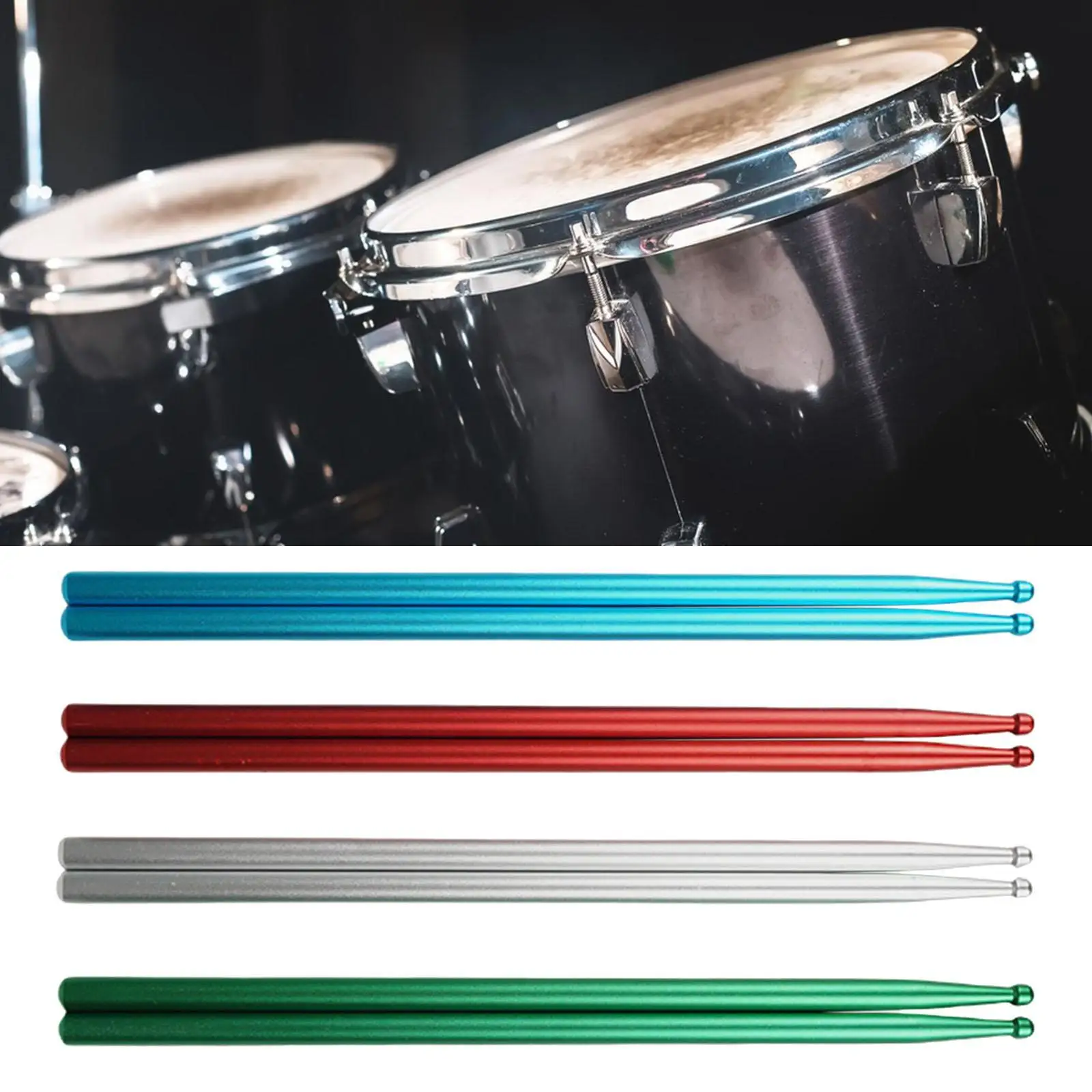 2 Pieces Aluminium Alloy Drum Sticks Exercise Drumsticks Classic Non Slip Portable Professional for Children Adults Beginners