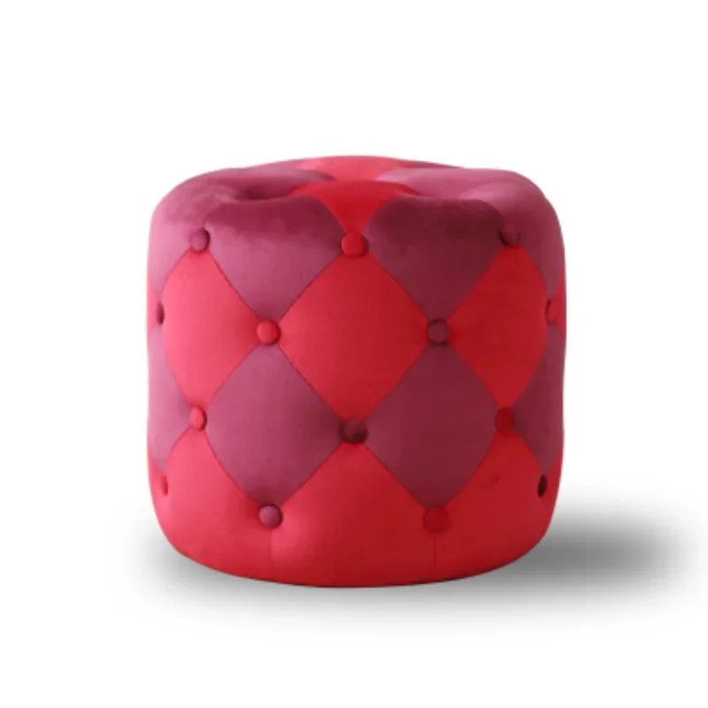 

Stylish Round Fabric Stool, Nordic Sofa Stool, Fashionable Household Short Round Bench, Modern Creative Shoes Bench, Footrest