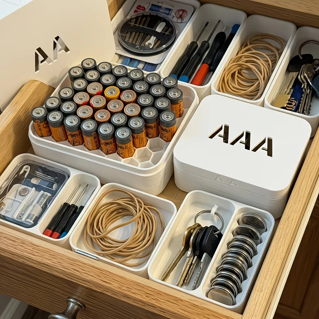 27-Capacity Large Honeycomb Battery Storage Box Compatible with AA/AAA Sizes The Ultimate Solution to End Drawer Clutter